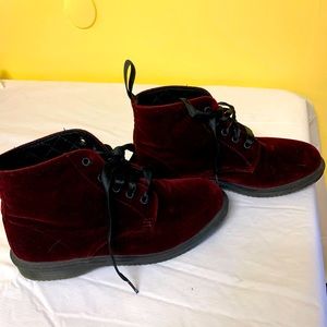 Dark red velvet doc martens